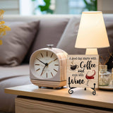 Coffee And Wine Desk Decor Sign, Rustic Wooden Sign With Stand, A Good Day Starts With Coffee And Ends With Wine Sign For Farmhouse Home Kitchen Bar Shelf Table, Gifts For Family Friend Coworker, C18 Zmyollo