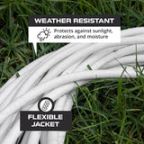 Iron Forge Cable Outdoor Extension Cord 75 ft, 16 Gauge Heavy Duty Power Extension Cords 3 Prong Weatherproof - SJTW - Great for Outdoor Lights, Lawn, Household Appliances - White IRON FORGE CABLE