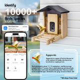 Smart Bird Feeder with 2.5K HD Camera, AI Identify Bird Feeder Solar & Battery Powered, Auto Capture Birds & Notify in Time, Bamboo Wooden Smart Bird Watching Feeder, Ideal Gift for Bird Lover(1.5L) LUCKY NAVI