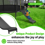 Deomod Trampoline Slide, 10FT 12FT 14FT 15FT 16FT Trampoline Universal Outdoor Slides, Trampolines Accessories with Cushioning Effect, Suitable for Kids to Climb Up Slide Down, Safety Slider (Black) deomod