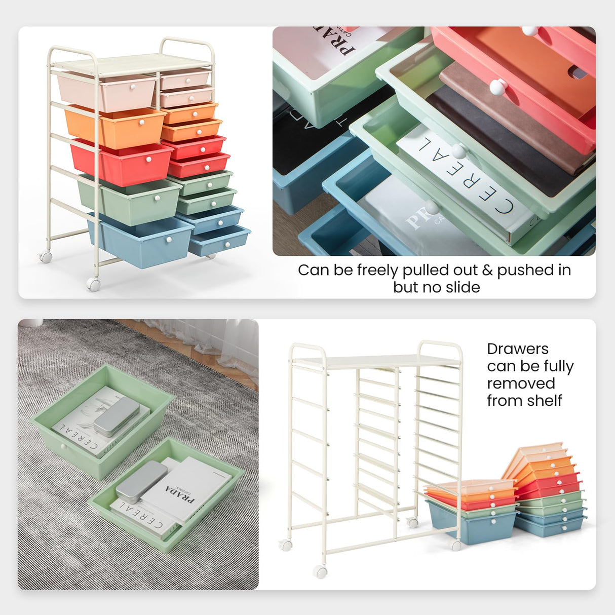 Giantex 15 Drawers Rolling Cart, Classroom Organizers, Storage Cart with Wheels, for Teacher Office Home School Supplies Tool Craft Art Paper Giantex