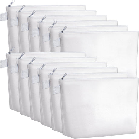 Weewooday 12 Pieces Canvas Makeup Bags for Women Plain Cosmetic Pouch with Zipper Blank DIY Bags for Travel Wedding Teacher Women Toiletry Makeup Cosmetic Stationery(White) Weewooday