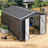 Polar Aurora 10 x 14 FT Outdoor Storage Shed, Metal Garden Shed with with Updated Frame Structure, Tool Sheds for Backyard Garden Patio Lawn, Black Polar Aurora