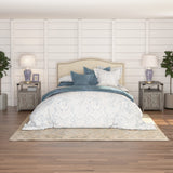 HOSEOKA Farmhouse Nightstand with Charging Station, Rustic End Table Bedroom with Storage Living Room Side Table Grey Night Stand Industrial Bedside Bed Table with USB Ports and Outlets HOSEOKA