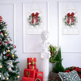 NEWLIGHTURE Wood Christmas Holiday Wall Hanging Indoor Outdoor Decorations Rustic Christmas Window Plaque Signs Wooden Arch with Wreath Christmas Home Party (Red-Black) NEWLIGHTURE