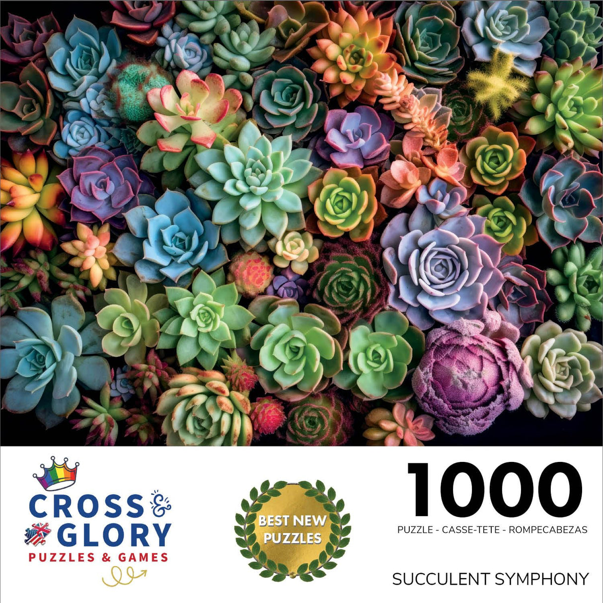 Cross & Glory - Succulent Symphony - 1000 Piece Jigsaw Puzzle for Adults | Premium Quality | Colorful Artwork Puzzle | Brain Teasing Fun & Perfect Wall Art Cross & Glory