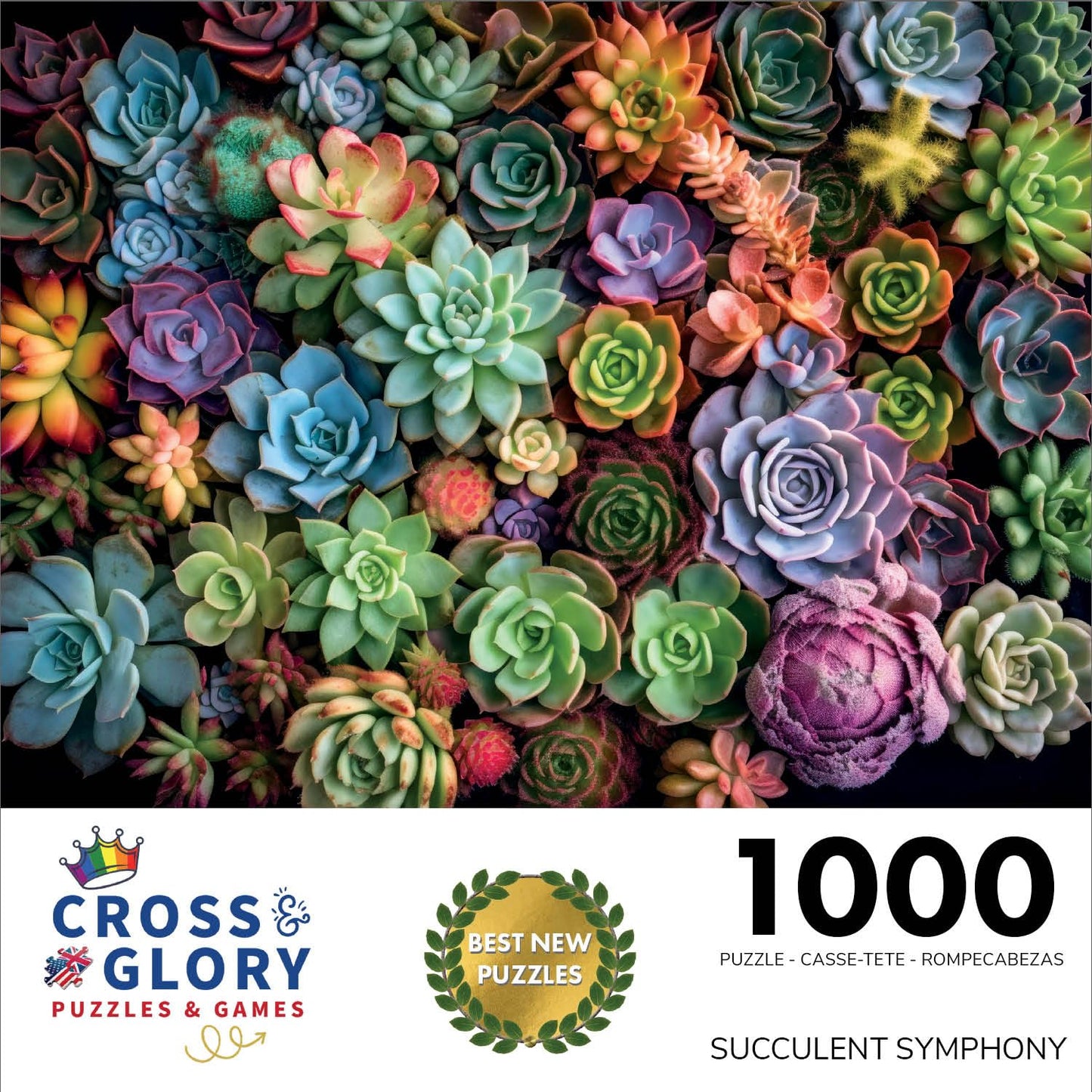 Cross & Glory - Succulent Symphony - 1000 Piece Jigsaw Puzzle for Adults | Premium Quality | Colorful Artwork Puzzle | Brain Teasing Fun & Perfect Wall Art