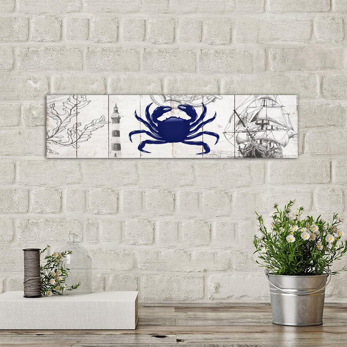 Wood Pallet Sign Nautical Sea And Ocean Theme Distressed Look Personalized Decorative Wooden Plank Hanging Plaque Plank Hanging Plaque Shabby Chic Style Home Wall Hanging Art for Beach House Lake Alioyoit