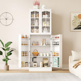 kepptory 64" Kitchen Pantry Cabinet, Pantry Storage Cabinet with Adjustable Shelves, Kitchen Buffet Cupboards Storage Cabinet for Home Office Use (White, 16" D x 24" W x 64" H) kepptory