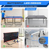 SereneLife Midsize Portable Ping Pong Table Set with Net, Clipper, Post - 6’ x 3’ Foldable Space-Saving Design, Blue SereneLife