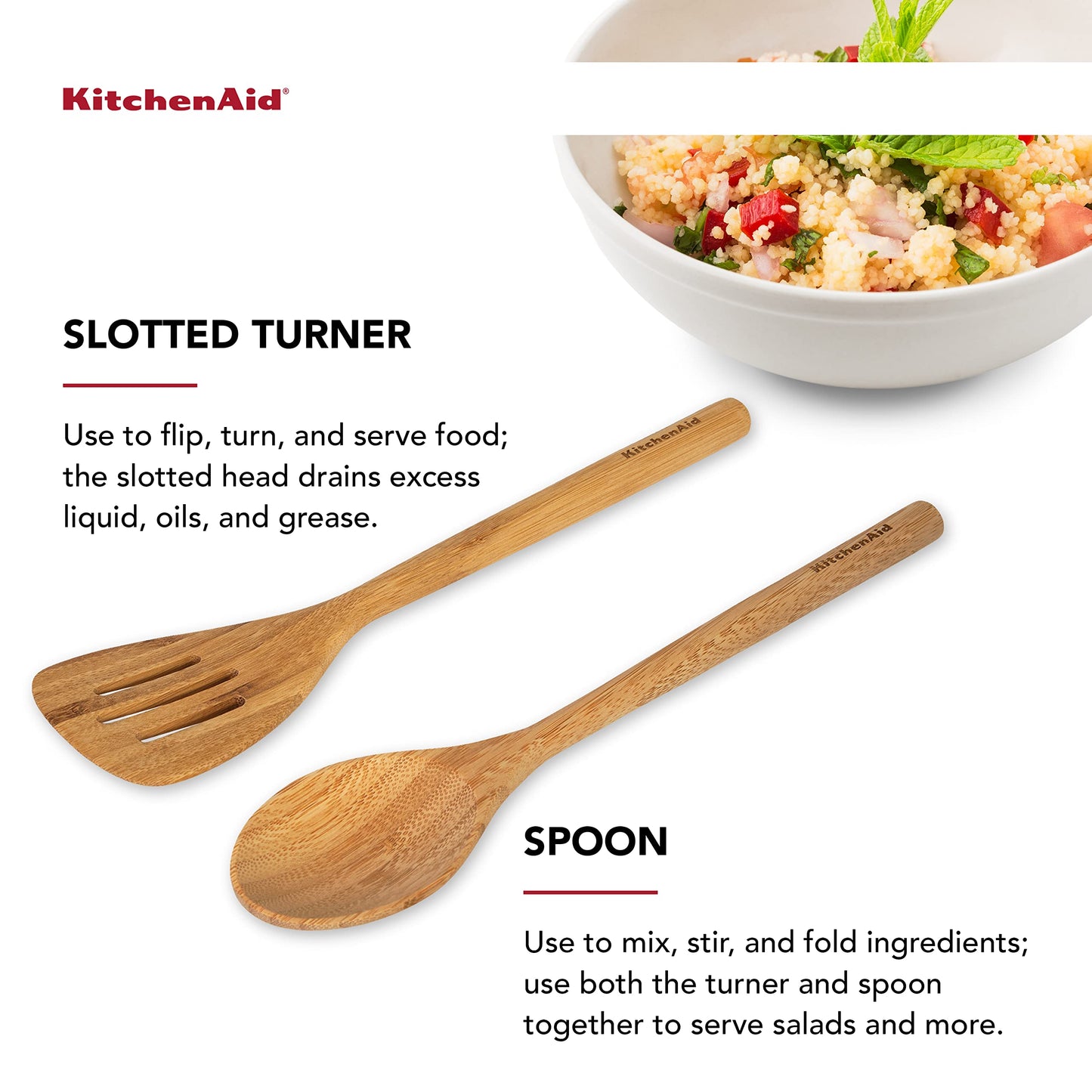 KitchenAid Bamboo Turner and Spoon Set, 2-Piece