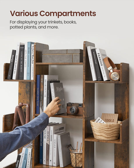 VASAGLE Tree-Shaped Bookshelf with 13 Shelves in Rustic Brown VASAGLE