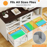 kepptory 2 Drawer File Cabinet with Lock, Rolling File Cabinet for Home Office Fits Files Letter/Legal/F4/A4, Filing Cabinet 2 Drawer with Adjustable Shelf & 2 Lockable Wheels (White + Brown) kepptory