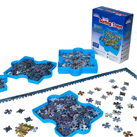 White Mountain Stackable Puzzle Sorting Trays - 6 Plastic Shaped Trays, Stores Up to 1000 Jigsaw Pieces White Mountain