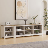 BVIUNTWO TV Stand for 85 Inch TV, White Entertainment Center for 80 inch TV Console Table with 8 Cubby Storage for Living Room Bedroom BVIUNTWO