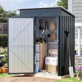 Grovellis 3x5 FT Outdoor Metal Storage Shed with Floor Frame, Single Door, 1 Clear Window, Tool Shed for Garden, Patio, Backyard Grovellis