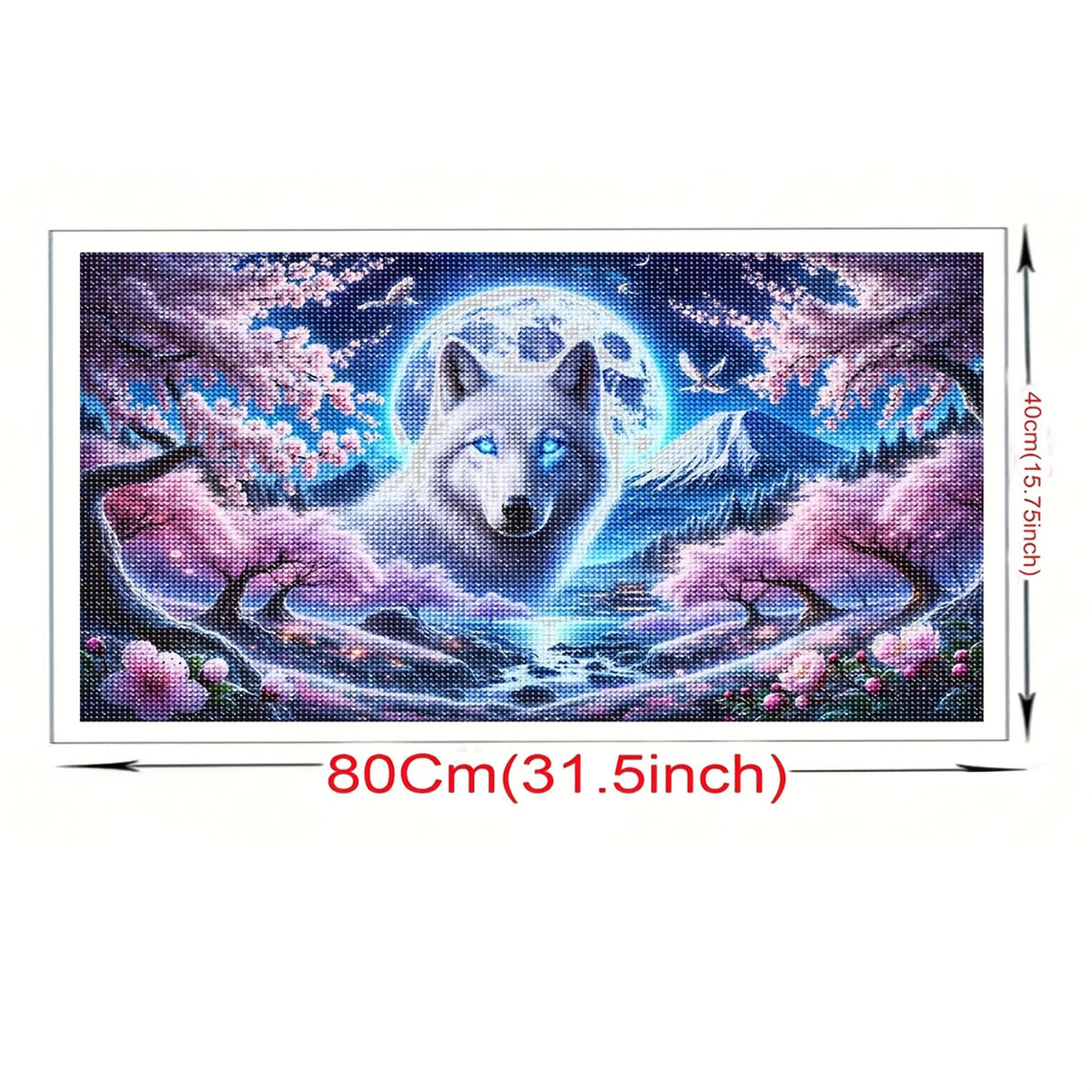 Animal DIY Diamond Paintings,Dream Landscape Wolf,Full Round Diamond Mosaic Art,5d Diamond Embroidery,Diamond Art Kits for Adults,Home Decor Large Size 31.5x15.75 inch KUFWKEY