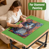 Tranqio 1500 Piece Jigsaw Puzzle Table with Metal Lazy Susan, Rotating Adjustable Height Puzzle Desk with Legs for Adults, 4-Tilting-Angle Portable Wooden Game Board with 6 Drawers & Cover Tranqio