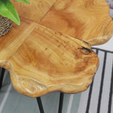 Warmaxx Natural Cedar Wood Live Edge Coffee Table 16" x 16" x 21" H Accent Vintage 4 Leaf Clover Wooden Side Table Solid Rustic Plant Stand Outdoor End Table Living Room Bedroom Sitting Area Warmaxx