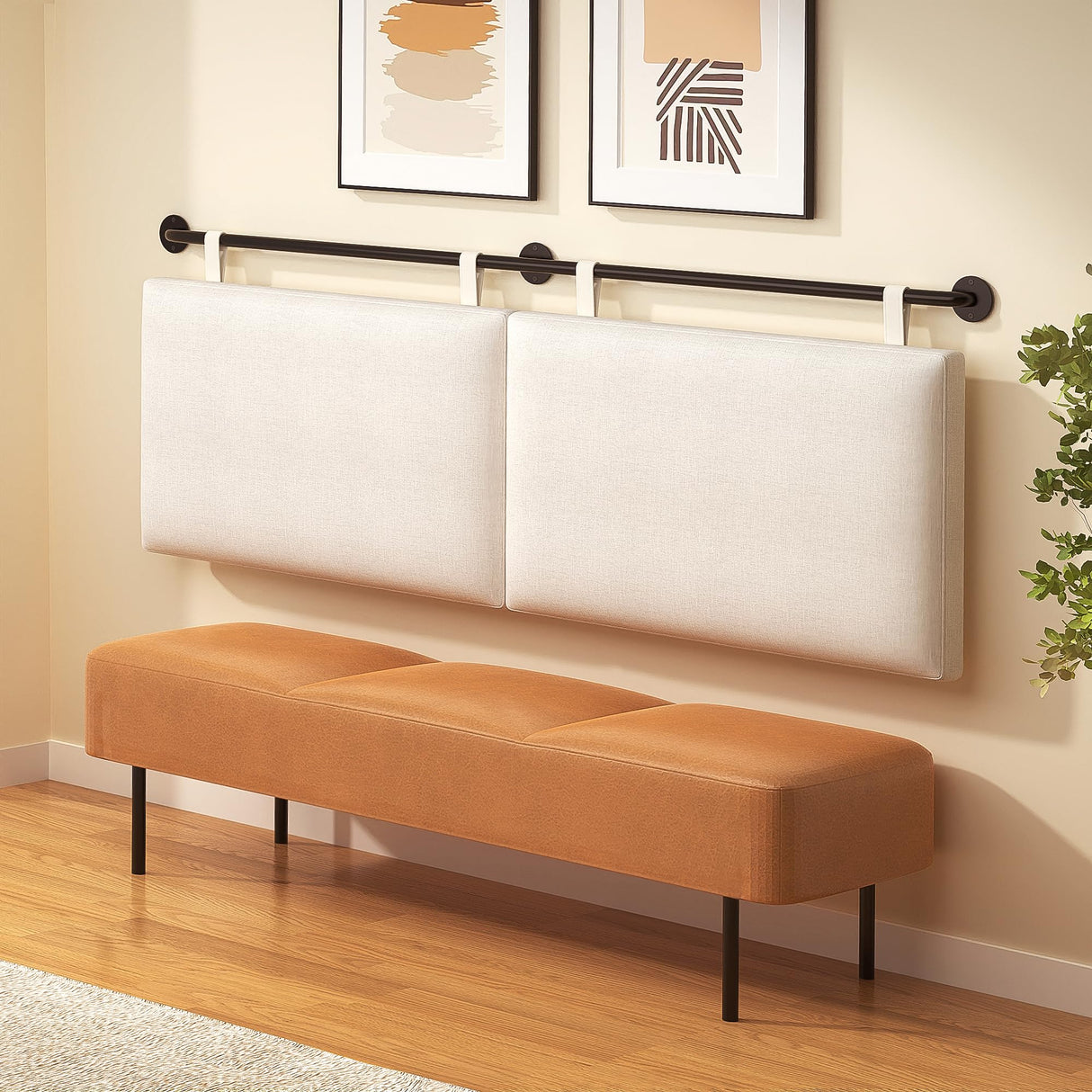 BSHOMGI King Headboard, Wall Mounted Headboards for Bed with Linen Upholstery Hanging Headboard for Bedroom Thanksgiving Day, Christmas for Family(Beige, King) BSHOMGI