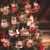 BBTO 15 Pieces Christmas Diamond Painting Keychain Ornaments 5D DIY Hot Cocoa Art for Kids Crafts Family Decor (Cute) BBTO