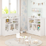 Kids Bookcase Toy Storage Organizer Toy Chest with 3 Movable Drawers & Hidden Wheels Toy Storage Cabinet for Bedroom, Playroom, Nursery, White MilleLoom