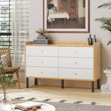 LYNSOM Dresser for Bedroom, 6 Drawer Natural Wood Dresser with Wide Drawer and Metal Handles, Modern Dressers & Chests of Drawers for Hallway Entryway LYNSOM