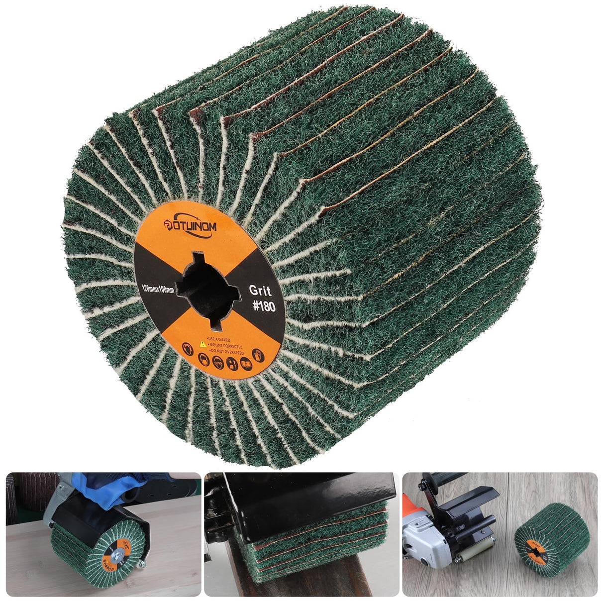 Non-Woven Wheel Surface Conditioning Tool, 180 Grit 120 x 100 x 19 mm Abrasive Drawing Polishing Wheel with Sandpaper for Wood Metal Burnishing Wheel 4.7"x 4" POTUINOM