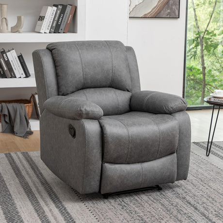 Manual Recliner Chair for Adults, Reclining Chairs, Breathable Leather Single Sofa with Adjustable Backrest, Modern Push Back Wingback Lounge Armchair for Living Room (Dimgray) HOMEFLEX
