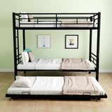 AYUYK Twin Over Full Bunk Bed, 3 in 1 Triple Bunk Beds, Sturdy Steel Triple Bunk Beds Frame with Guardrails and Strong Ladders, Metal Bunk Bed for Kids/Teens/Adults (Black, Twin Over Twin) AYUYK
