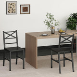 MAHANCRIS Dining Chair Set of 2, Rustic Wooden Kitchen Chairs with Backrest, Farmhouse Dining Chairs for Kitchen, Industrial Style Chair with Metal Frame, Easy Assembly, Black TBHB1001 MAHANCRIS