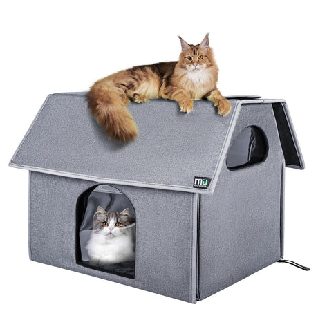 MIU COLOR Outdoor Cat House, Extra Large Weatherproof Cat Houses for Outdoor/Indoor Cats, Warm Feral Cat Shelter with Removable Soft Mat, Big Cat Bed, 20.5"x17.5"x16.6" MIU COLOR
