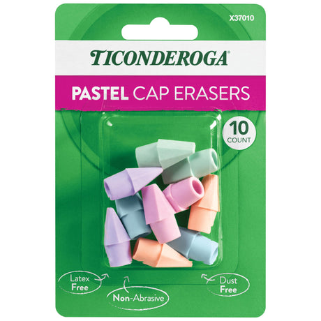 Ticonderoga Pencil Cap Erasers, Assorted Pastel Colors, 10 Count Ticonderoga