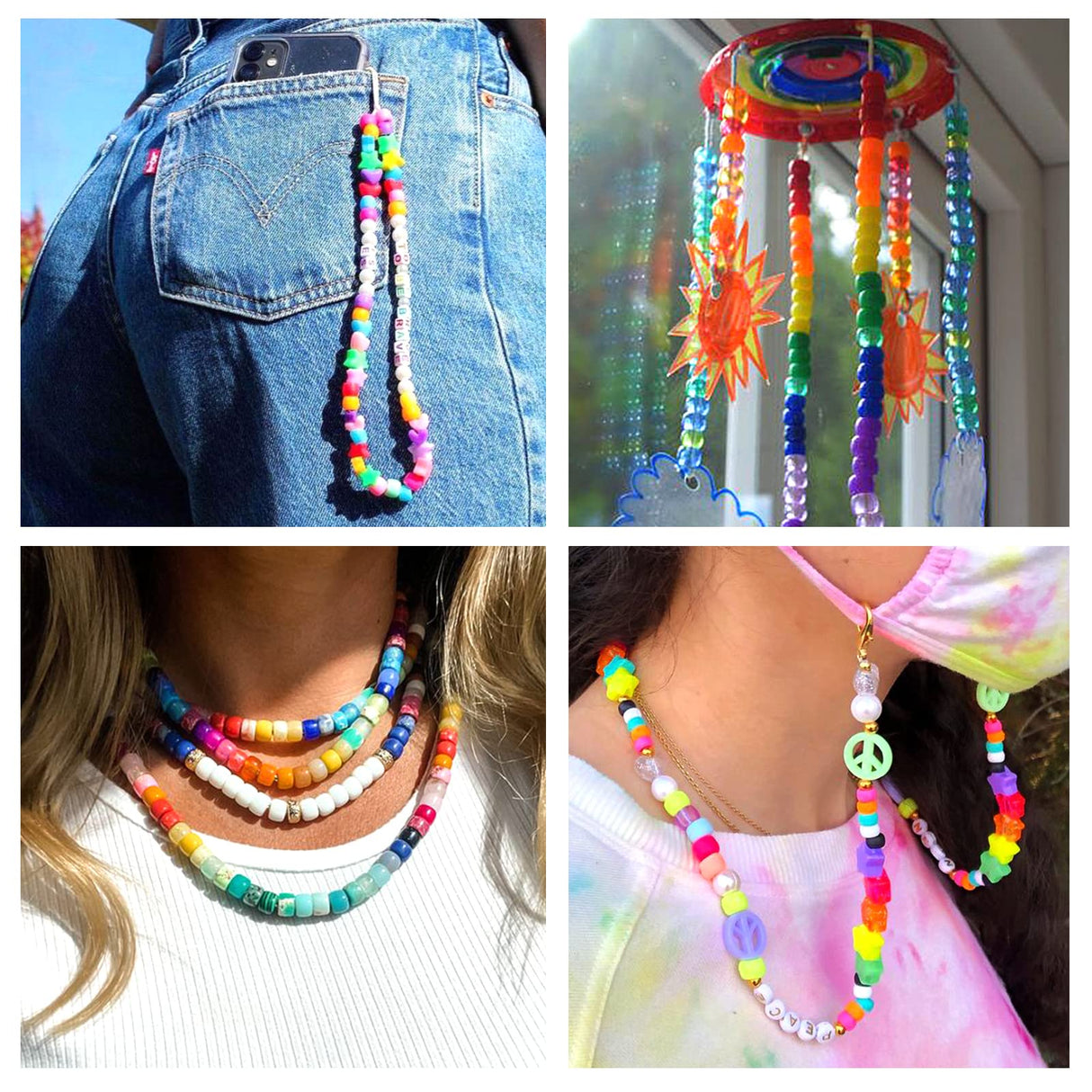 Quefe 3960pcs Pony Beads for Friendship Bracelet Making Kit 48 Colors Kandi Beads Set, 2400pcs Plastic Rainbow Bulk and 1560pcs Letter Beads with 20 Meter Elastic Threads for Craft Jewelry Necklace QUEFE