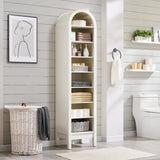 IFGET 71" Tall Arched Bookshelf, 8 Tiers Arch Bookcase with Storage, Modern Farmhouse Book Shelf with Adjustable Shelves, Wood Bookshelf w/Open Display Shelves for Living Room, Office (Antique White) IFGET