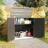 KINYING Larger Outdoor Storage Shed Weather Resistance, Resin Sheds & Outdoor Storage for Garden, Patios, Backyards, 48 Cu.Ft Tool Shed for Garbage Cans, Lawn Mower, Garden Tools,Black KINYING