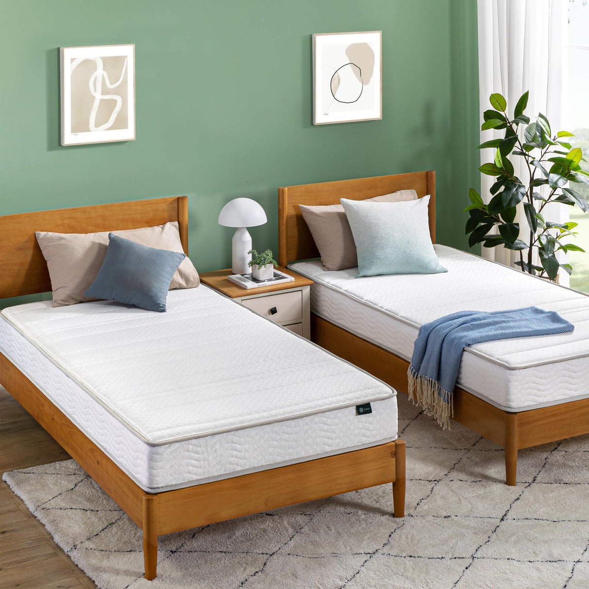 ZINUS 6 Inch Foam and Spring Hybrid Mattress, 2 Pack [New Version], Twin, Fiberglass Free, Bunk Bed Compatible, Durable Support, Certified Safe Foams & Fabric, Mattress in A Box Zinus