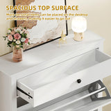 DWVO Narrow Shoe Cabinet with 2 Flip Drawer Slim White Shoe Storage Cabinet with Drawer, Adjustable or Removable Hidden Shoe Rack Free Standing Shoe Cabinet Organizer for Entryway, Hallway DWVO