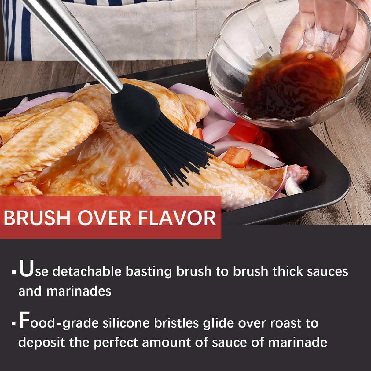 KAYCROWN Stainless Steel Turkey Baster Commercial Grade Quality Silicone Bulb Including 2 Marinade Injector Needles And Basting Brush KAYCROWN