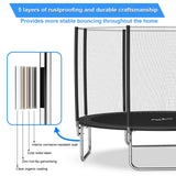 YSSOA 12FT Trampoline for Kids and Adults - Recreational Trampolines with Safety Enclosure, Wind Stakes, 400LBS Weight Capacity, Black Outside Net YSSOA