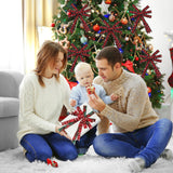 Whaline 5 Rolls 30 Yard Christmas Burlap Ribbon - 1 Inch Snowflake Plaid for Gift Wrapping, Winter Xmas Decorations, DIY Crafts, Wreath Bow Making Supplies Whaline