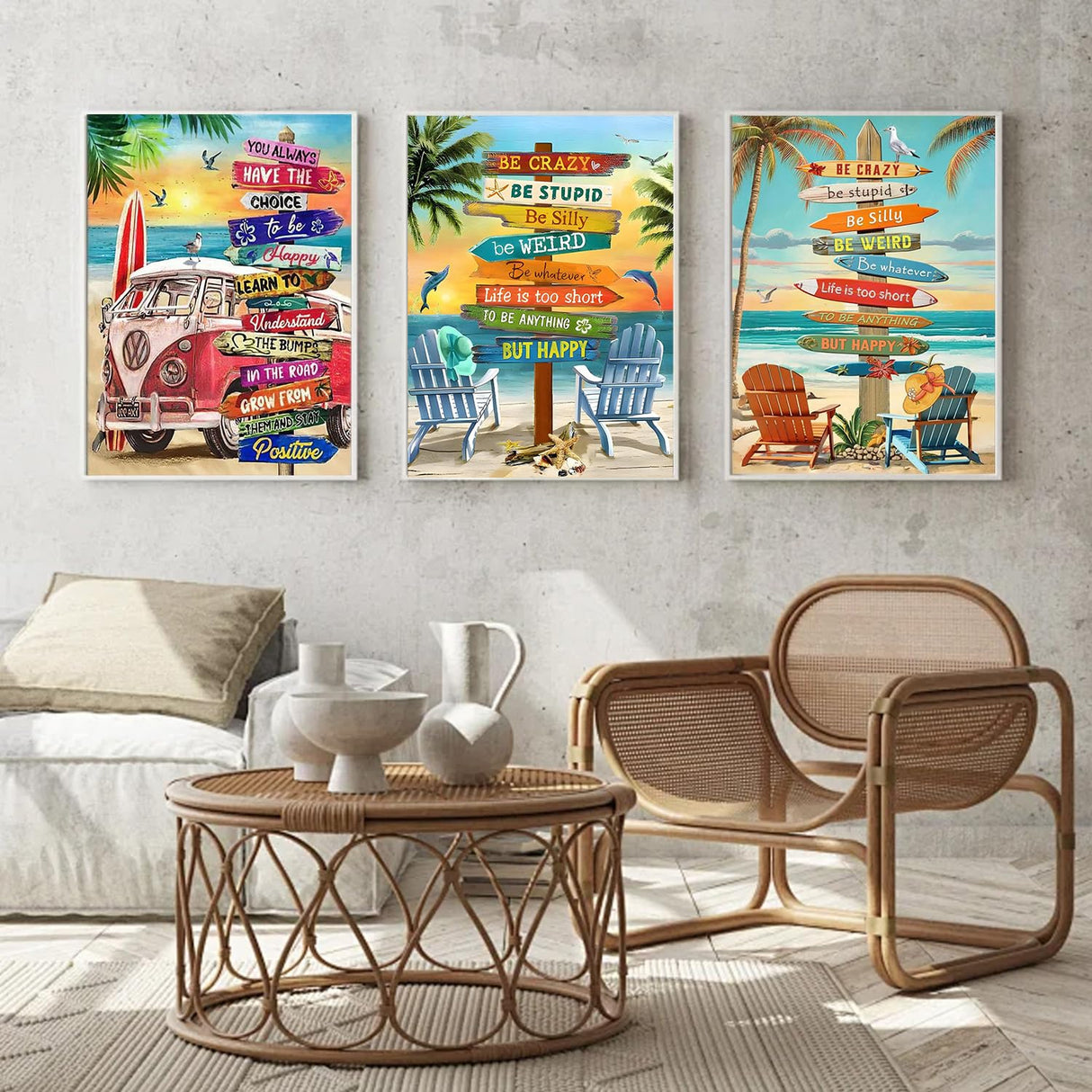 Diamond Art Kits for Adults Beginner- 3 Pack Tropical Beach DIY Diamond Painting Kits 5D Diamond Dots Gem Art Crafts with Tools- Round Full Drill Funny Crafts for Home Wall Decor&Gift 12x16inch ﻿ Fairyland JinWenn