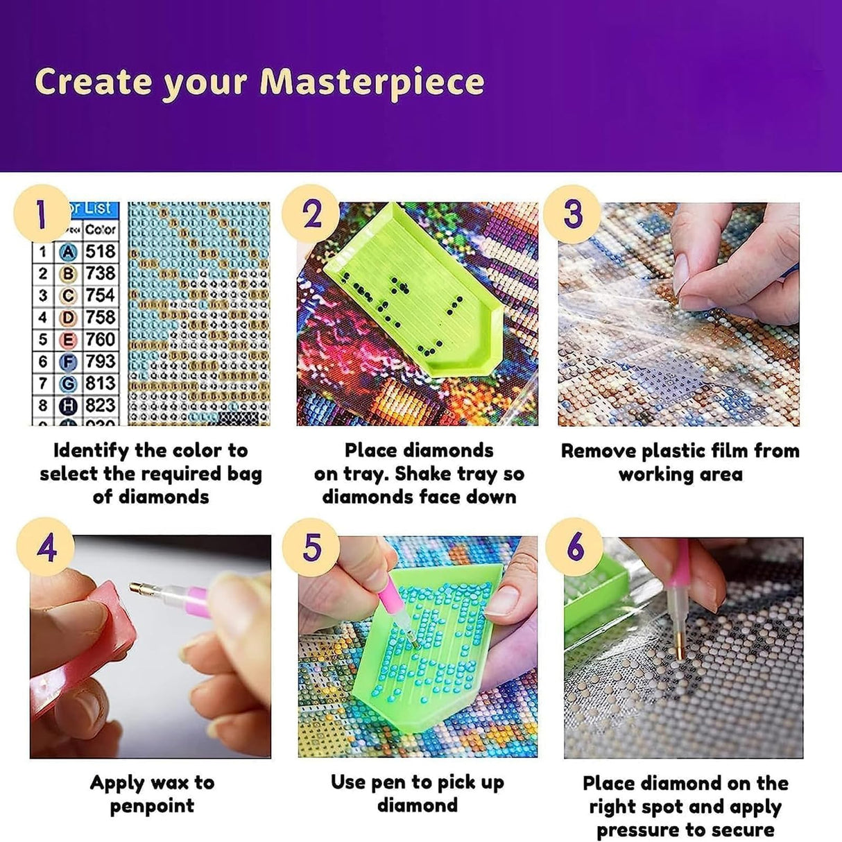 DOTZSO Diamond Art Kits for Adults 6 PCS DIY Full Diamond Art kit with Crystal Cross Stitch Picture Art and Craft for Adult Beginners 12x16 Inches (Landscape Abstract) DOTZSO