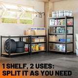 MAXLEAD Home Storage Shelves Adjustable Garage Shelving 5 Tier Heavy Duty Metal Shelving 2000LBS Garage Storage with Thickened Wood Board for Basement, Pantry, Kitchen, 59.8''H*11.8''D*27.5''W, Black MAXLEAD