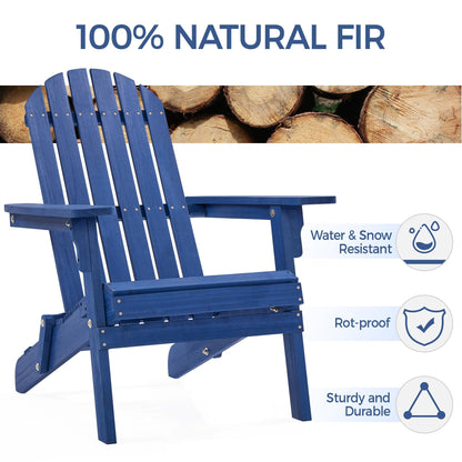 Yaheetech Folding Adirondack Chair Set of 4 Outdoor, 300LBS Solid Wood Garden Chair Weather Resistant, Fire Pit Lounge Chairs for Garden/Yard/Patio/Lawn, Blue - WoodArtSupply