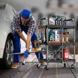 KINGRACK 3 Tier Rolling Tool Cart with Wheels and Ergonomic Handle, Heavy Duty Foldable Utility Service Cart with Organizer Shelf, Multifunctional Storage Organizer, Practical for Home, Office, Garage KINGRACK