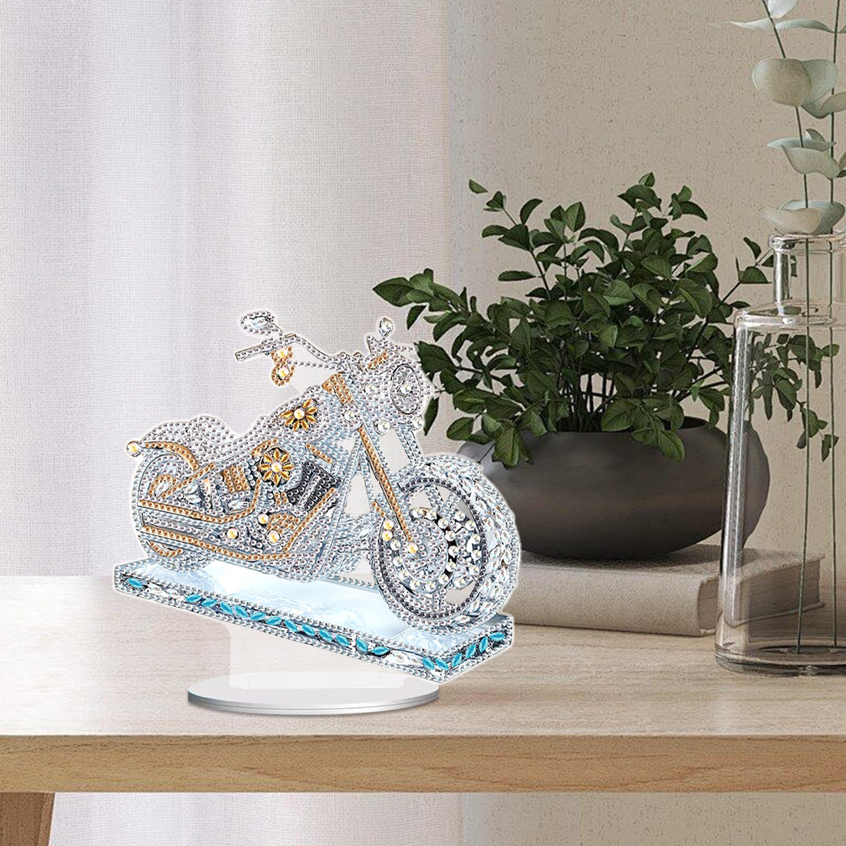 JZHYOAN Diamond Artistic Desktop Ornaments, DIY Diamond Desk Placement, Motorcycle Special Shape Decoration, Desktop Table Decoration Home, Office Car Decorative Tabletop JZHYOAN