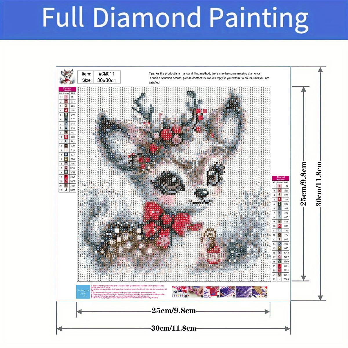 Christmas Diamond Art Kits for Adult, Xmas Deer 5D Diamond Painting Kits for Beginners, DIY Round Full Drill Winter Holiday Diamond Dot Gem Art Kits for Home Decor 12 X 12 Inch Morudeor