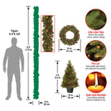 National Tree Company National Pre-lit White LED Lights Holiday Christmas 4-Piece Set | Garland, Wreath and Set of 2 Entrance Trees, No Size, Green National Tree Company