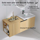 GLORAFIN 48 Inch Floating Bathroom Vanity,48" Bathroom Vanity with Sink,Modern Single Sink Bathroom Vanity Combo,Brown Wall Mounted Cabinet Set GLORAFIN